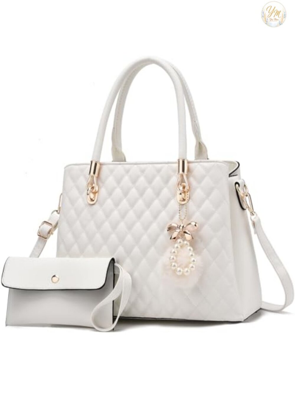 PU Leather Satchel Handbag Set with Mini Purse Removable Strap